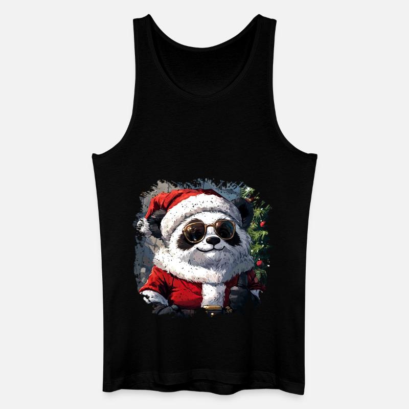 Panda Weihnachtsmann - Männer Bio Tank Top - Schwarz