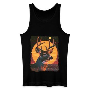 Retro 80s Neon Cool Deer Animal Vintage Reindeer - Men’s Organic Tank Top - black - Front