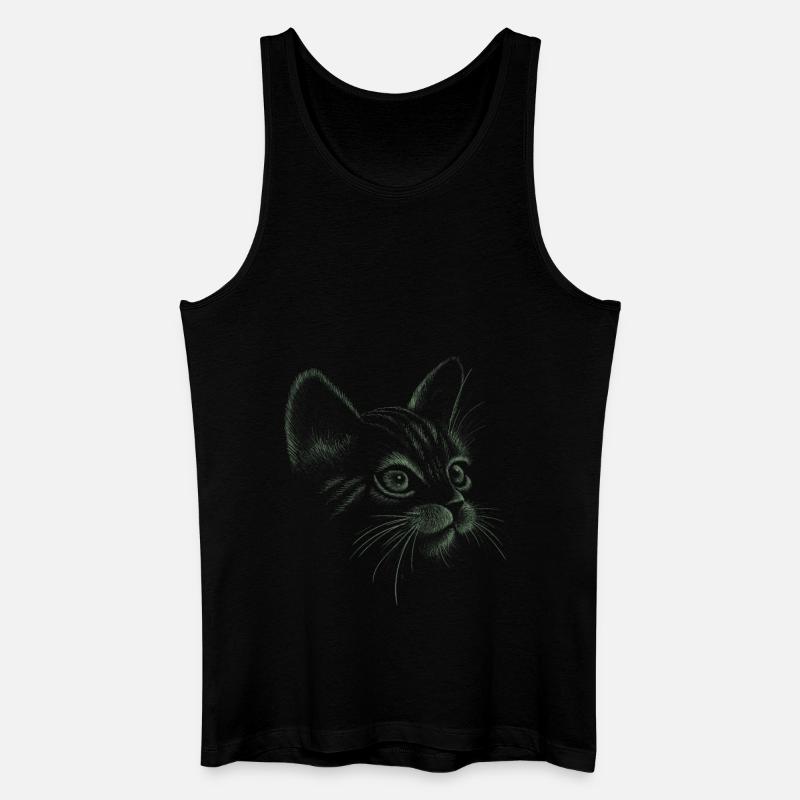 Katze handgezeichnet - Männer Bio Tank Top - Schwarz