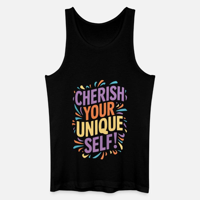 Cherish Your Unique Self Botschaft - Männer Bio Tank Top - Schwarz