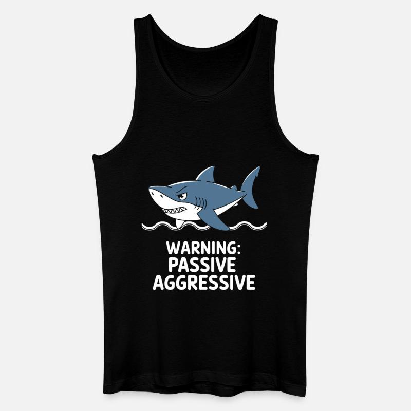 Caution: Passive Aggressive Shark - Men’s Organic Tank Top - black