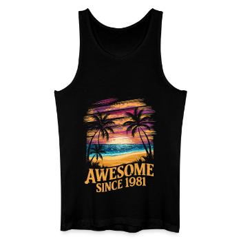 Awesome Since 1981 Strand Sonnenuntergang - Männer Bio Tank Top - Schwarz - Vorne