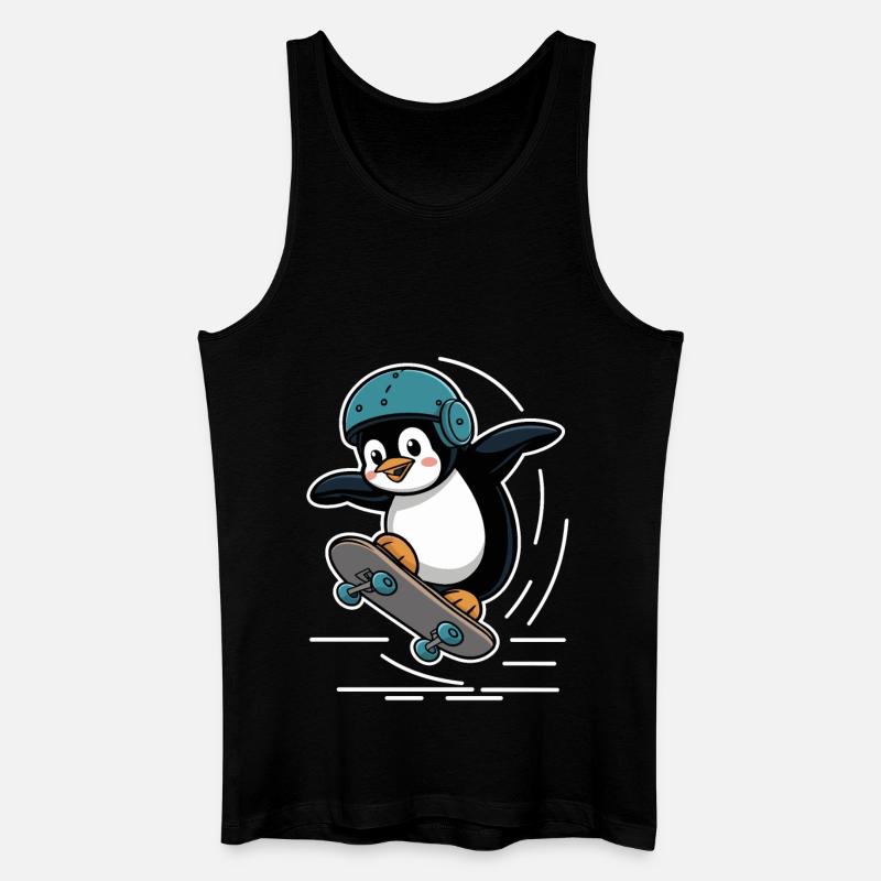 Skateboard Fahrender Pinguin Mit Helm - Männer Bio Tank Top - Schwarz