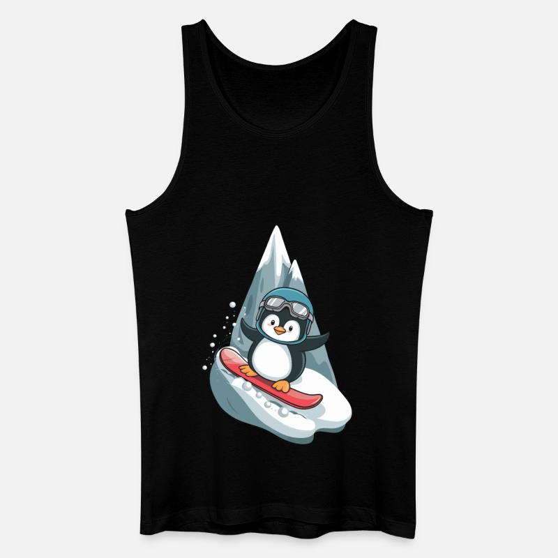 Coole Pinguin Snowboard Abenteuer - Männer Bio Tank Top - Schwarz