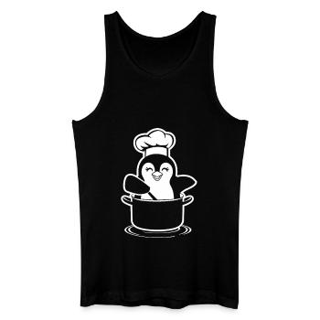 Fröhlicher Kochpinguin in Kochtopf - Männer Bio Tank Top - Schwarz - Vorne