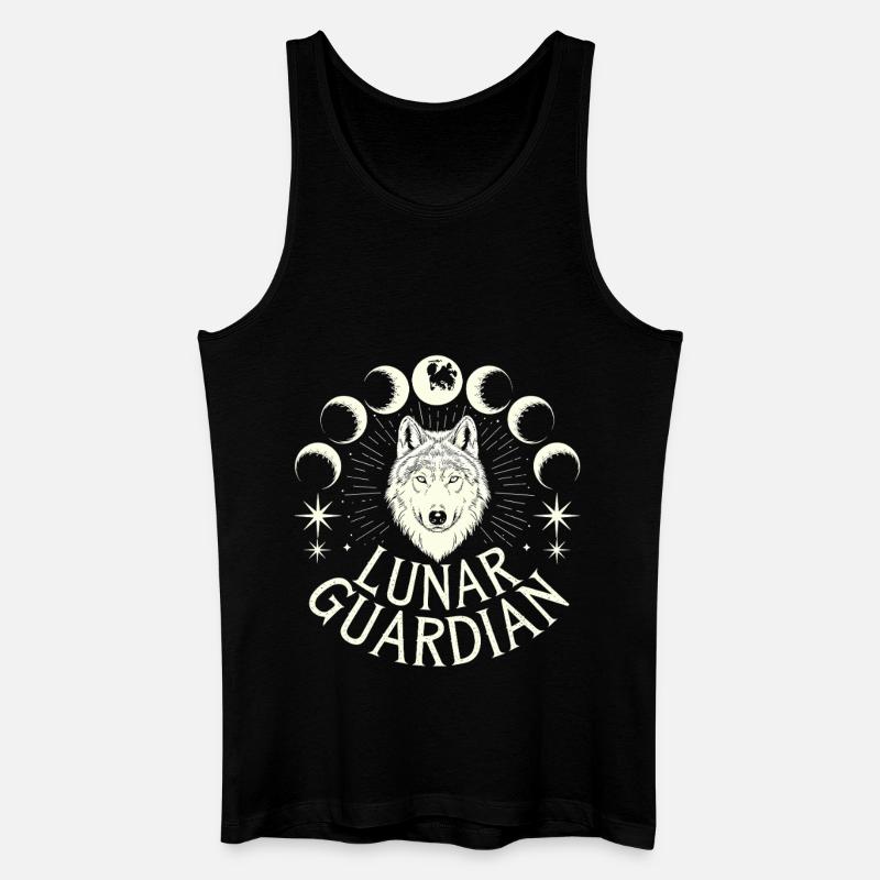 Lunar Guardian Wolf Mondphasen - Männer Bio Tank Top - Schwarz
