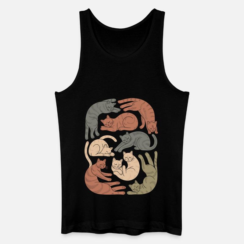Entspannte Boho Katze Muster - Männer Bio Tank Top - Schwarz