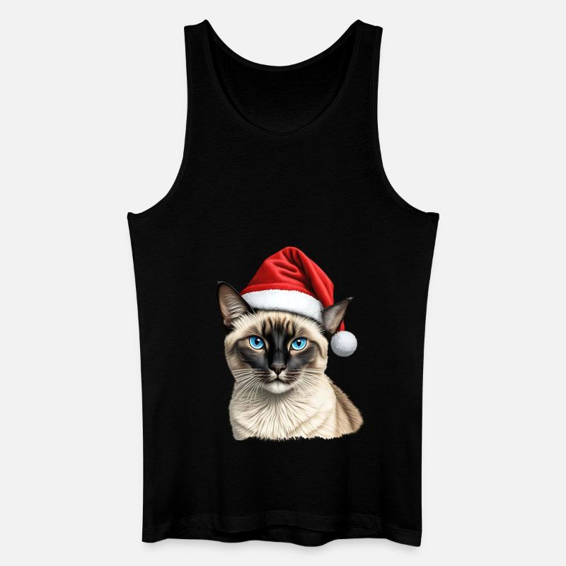 Siamesische Weihnachtskatze - Männer Bio Tank Top - Schwarz