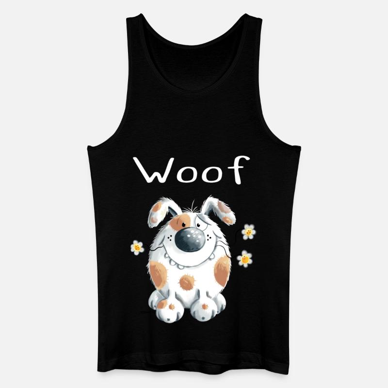 Woof Hund mit Gänseblümchen - Dog - Comic - Männer Bio Tank Top - Schwarz