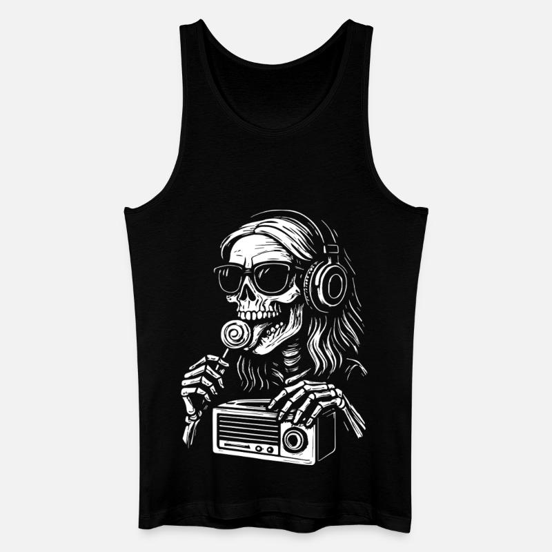 Skelett DJ mit Kopfhörern - Männer Bio Tank Top - Schwarz