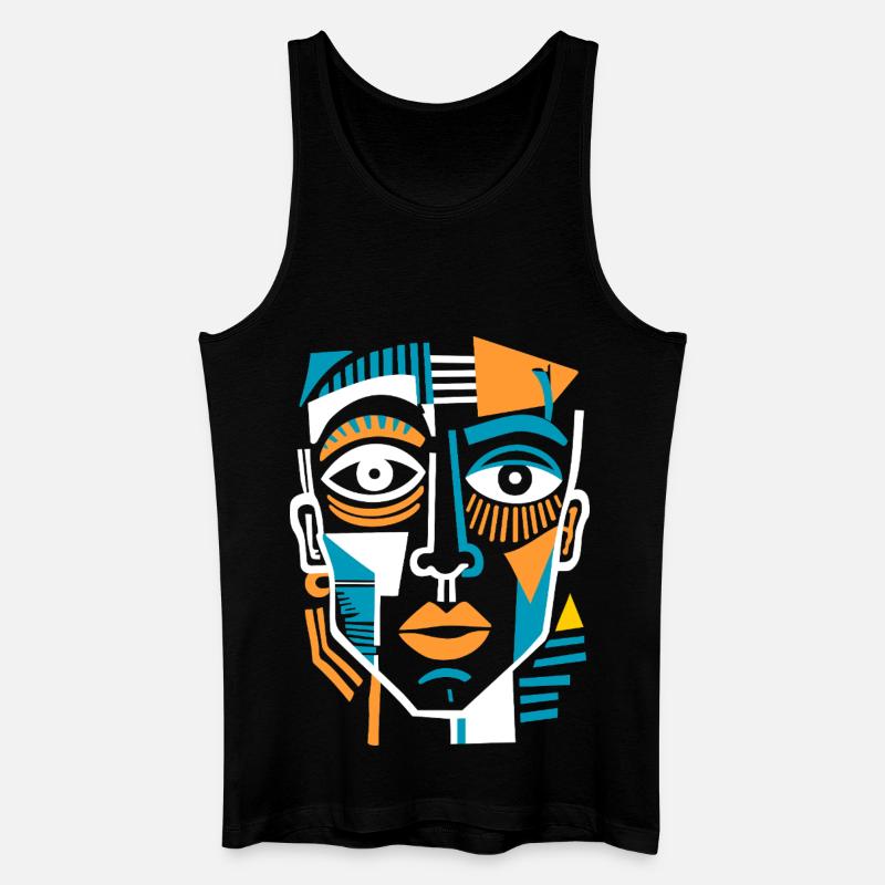 Buntes kubistisches Gesicht - Männer Bio Tank Top - Schwarz