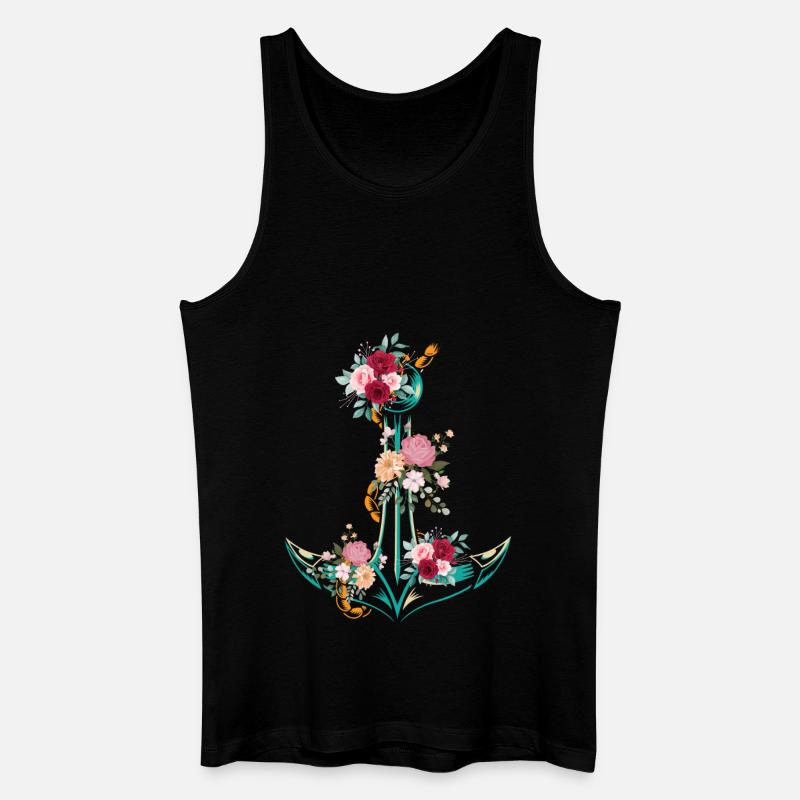 Anker Blumen - Männer Bio Tank Top - Schwarz