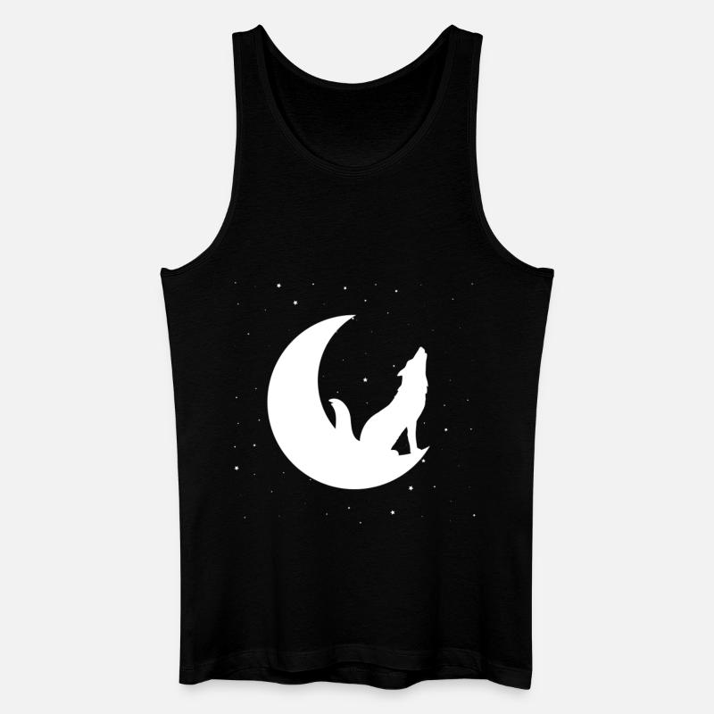 Wolf Mond - Männer Bio Tank Top - Schwarz