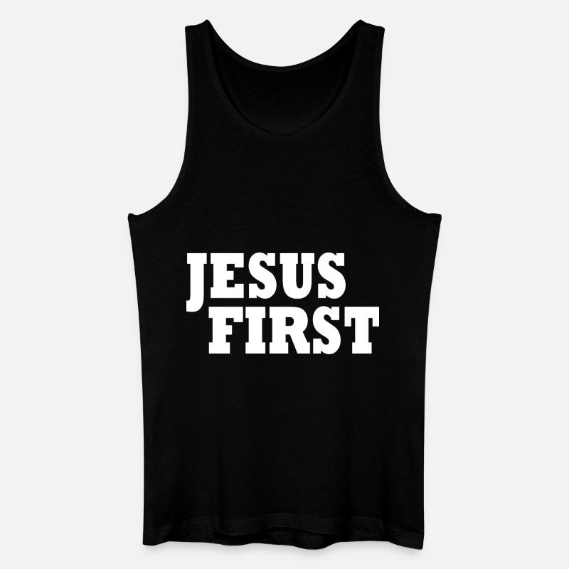 Jesus first - Männer Bio Tank Top - Schwarz