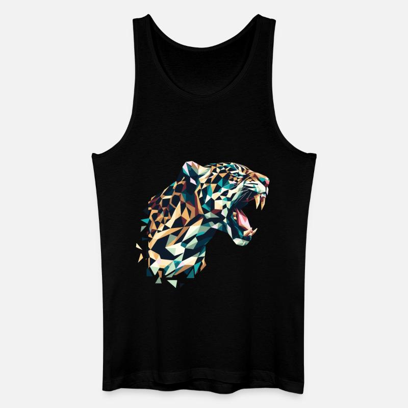 Leopard Polygon - Männer Bio Tank Top - Schwarz