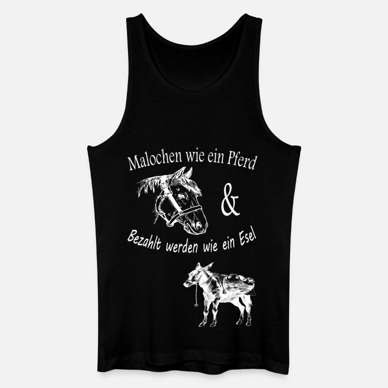 Malochen wie ein Pferd - Männer Bio Tank Top - Schwarz