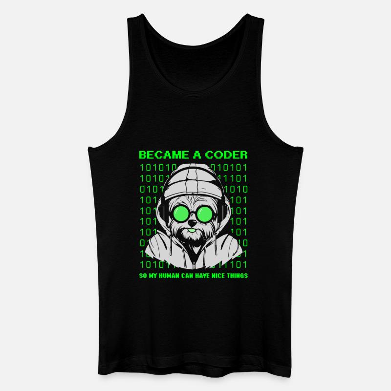 Became a Coder – Cyber Dog Binary - Men’s Organic Tank Top - black
