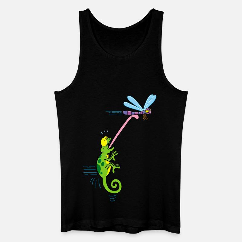 Die Libelle und das Chamäleon - Männer Bio Tank Top - Schwarz