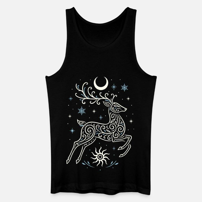 Springender Yule Hirsch mit Sonne & Mond - Männer Bio Tank Top - Schwarz