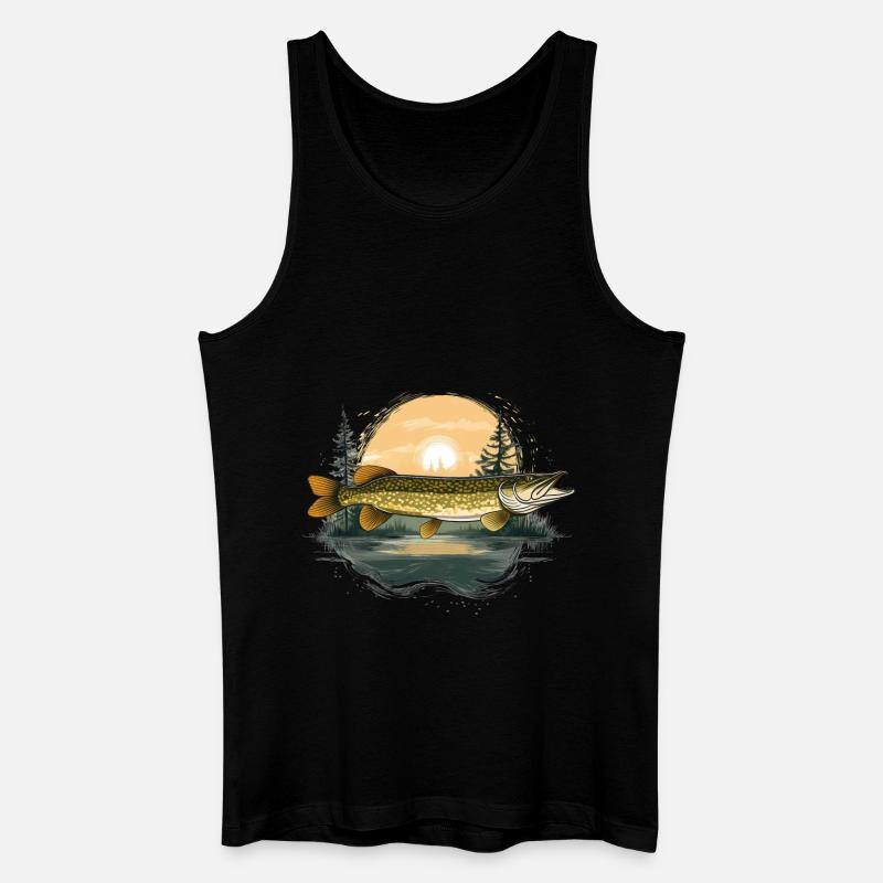 Hechtfischer Design - Männer Bio Tank Top - Schwarz