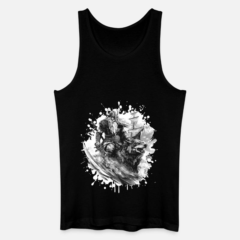 Wikinger Wolf Krieger Valhalla - Männer Bio Tank Top - Schwarz