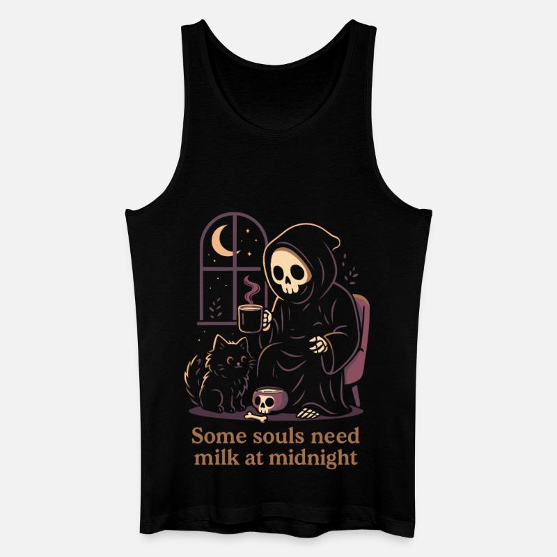 Sensenmann Katze Milch Mitternacht Motiv - Männer Bio Tank Top - Schwarz