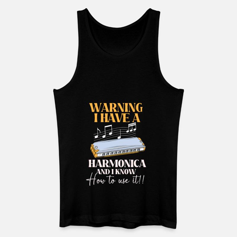 Mundharmonika - Männer Bio Tank Top - Schwarz