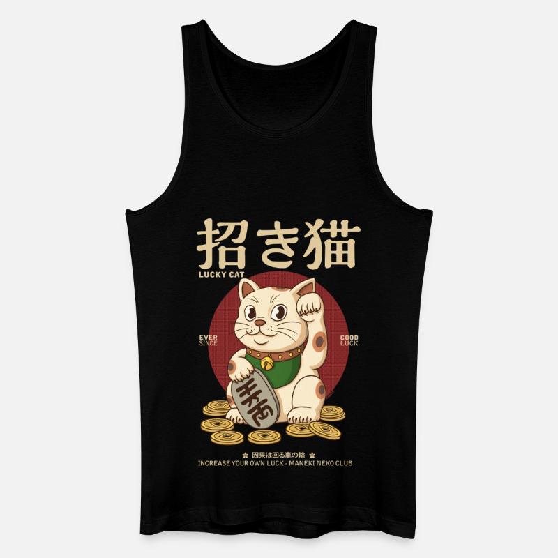 Maneki Neko - Männer Bio Tank Top - Schwarz