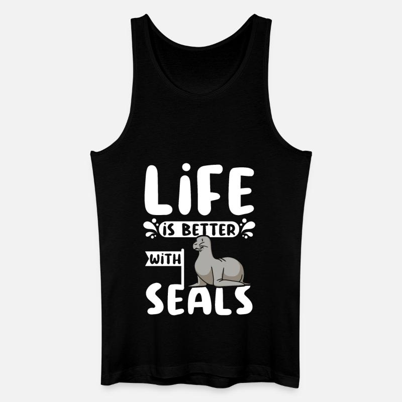 Life is better with seals - Männer Bio Tank Top - Schwarz