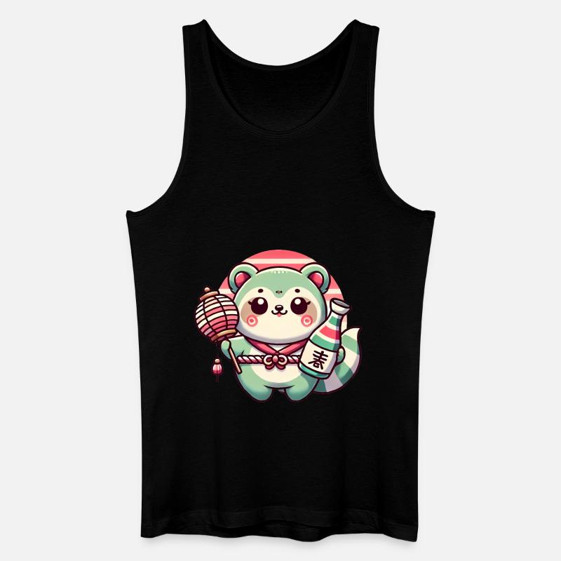 Skurriles Tanuki Laternendesign - Männer Bio Tank Top - Schwarz