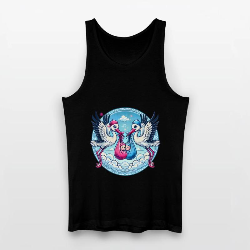 Rosa oder Blauer Storch Baby Bundle Design Männer Bio Tank Top