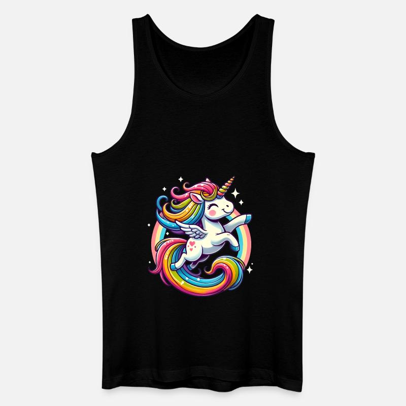Fröhliches Regenbogen-Einhorn-Design - Männer Bio Tank Top - Schwarz