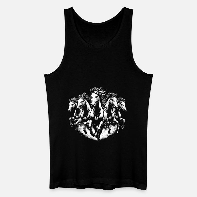 Laufpferde Dynamisches Schwarz-Weiß-Design - Männer Bio Tank Top - Schwarz