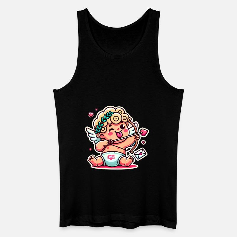 Lustiger Cartoon-Amor mit Bogenpfeil - Männer Bio Tank Top - Schwarz