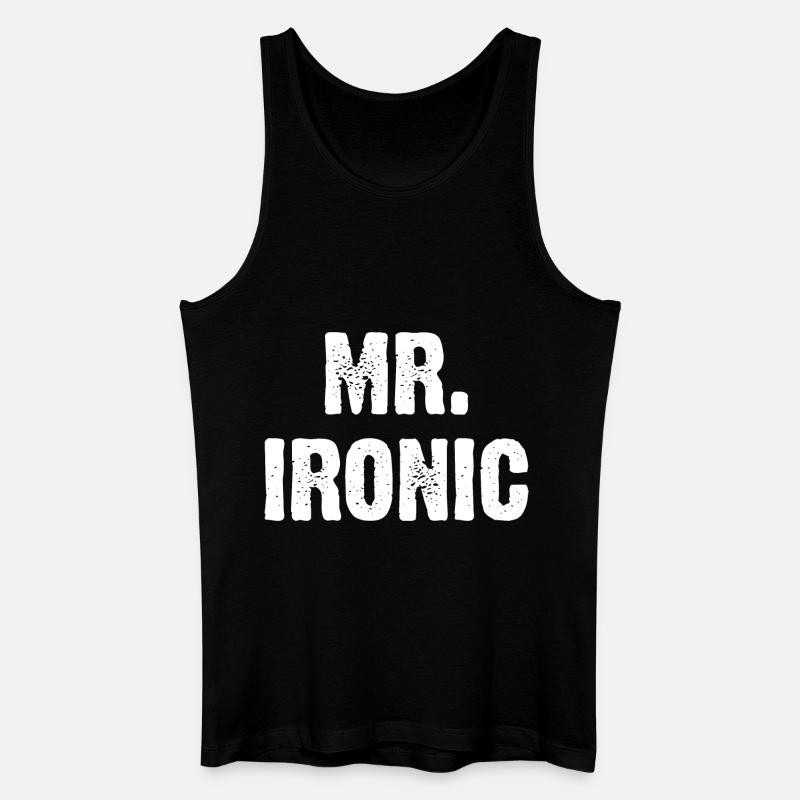 Mr. Ironic - Männer Bio Tank Top - Schwarz