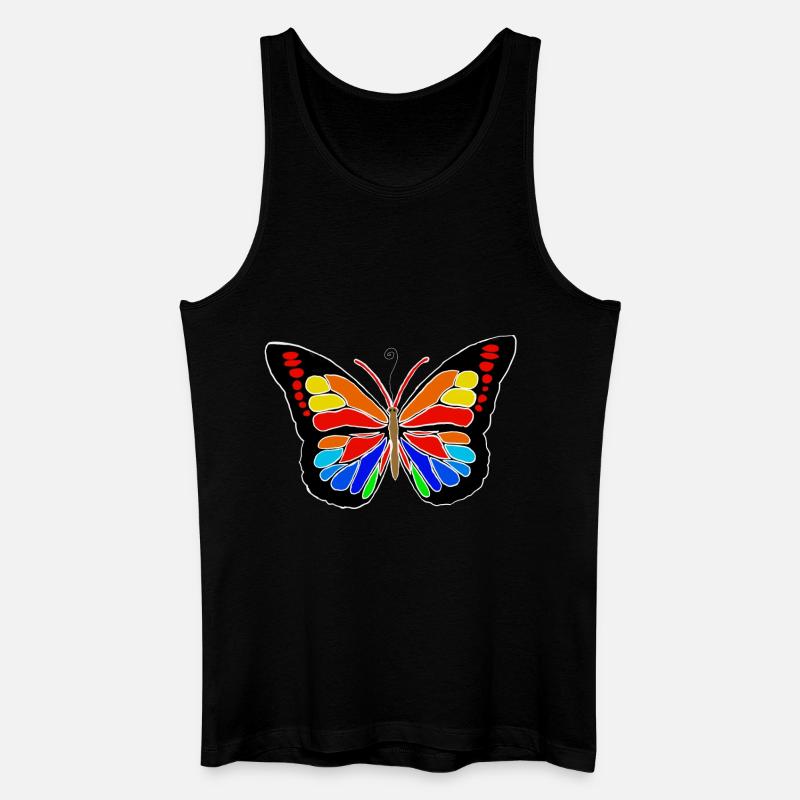 Regenbogen Schmetterling  - Männer Bio Tank Top - Schwarz