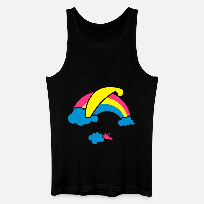 Rainbow & Clouds Paragliding - Männer Bio Tank Top - Schwarz