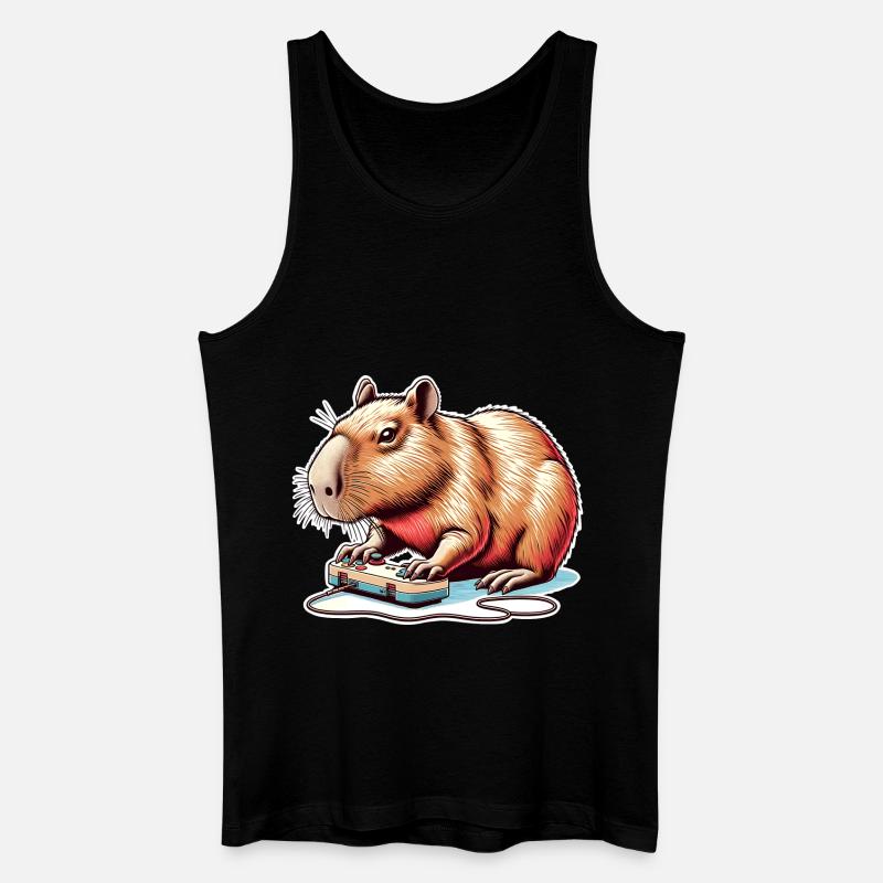 Capybara Nerd du jeu - Débardeur bio Homme - noir