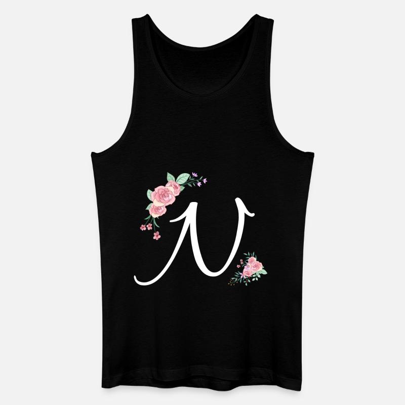 Buchstabe n Blumen - Männer Bio Tank Top - Schwarz