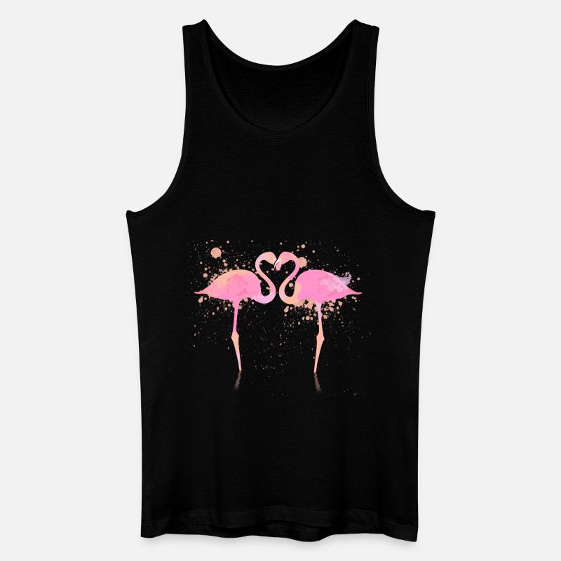 Flamingos Herz - Männer Bio Tank Top - Schwarz