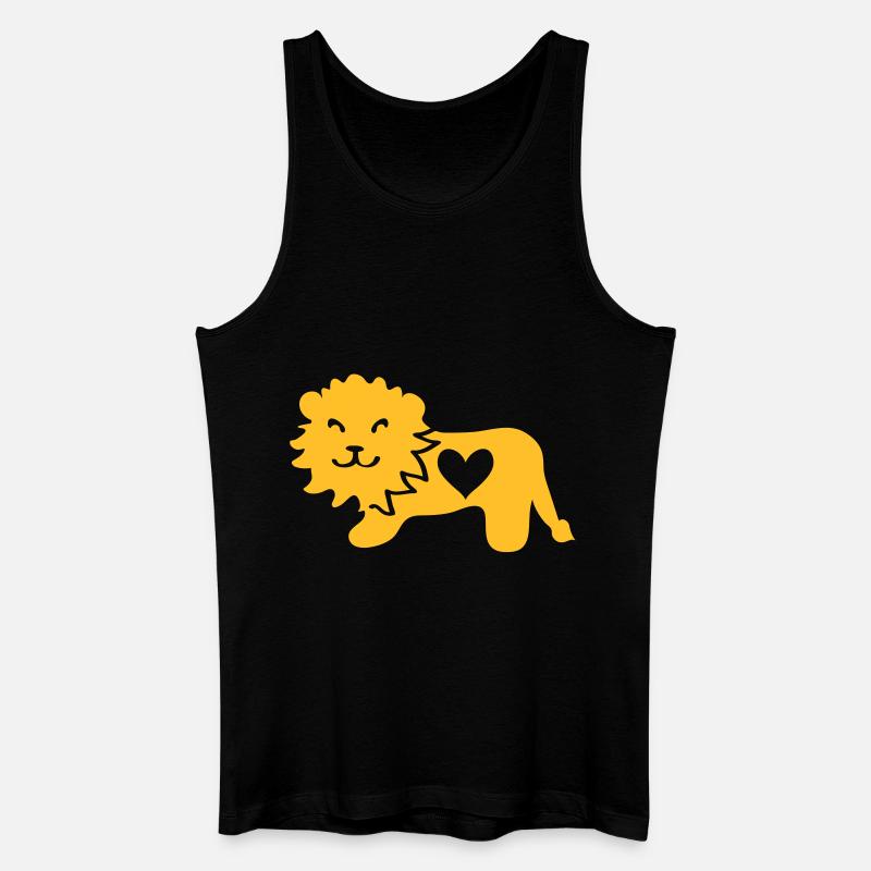 Löwe mit Herz - Männer Bio Tank Top - Schwarz