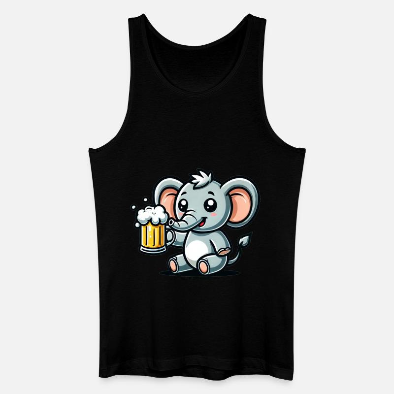 Cute Elephant Drinking Beer - Männer Bio Tank Top - Schwarz