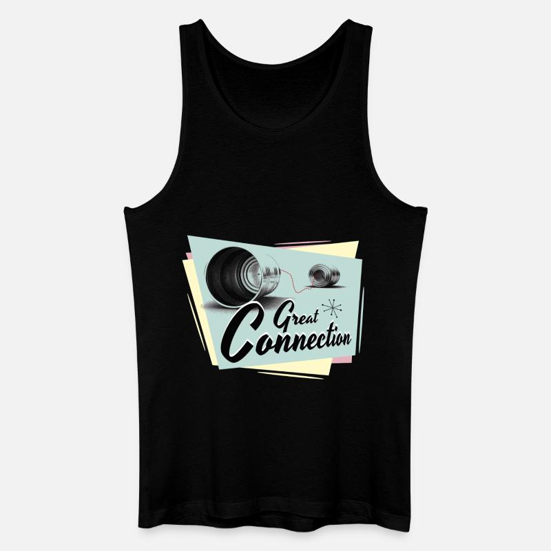 Fifties Great connection Telefon - Männer Bio Tank Top - Schwarz