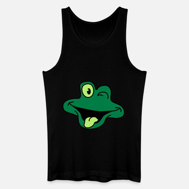 Cheeky Comic Frog Face - Männer Bio Tank Top - Schwarz