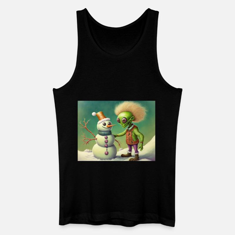 Alien baut einen Schneemann - Männer Bio Tank Top - Schwarz