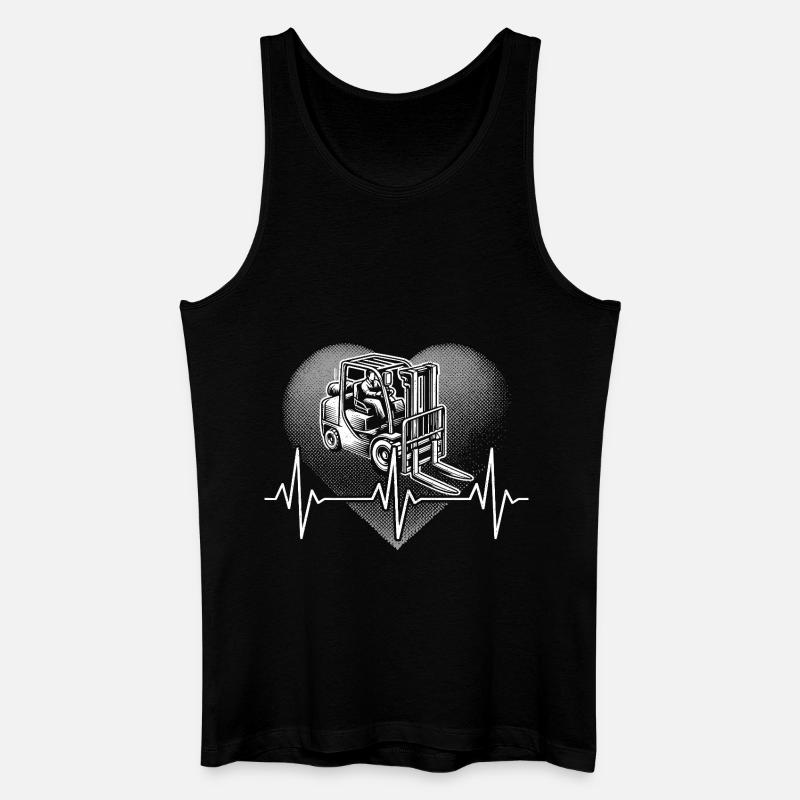 Herzschlag Gabelstapler - Männer Bio Tank Top - Schwarz