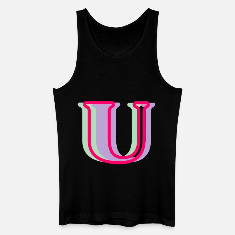 Mehrfarbiger Buchstabe u - Männer Bio Tank Top - Schwarz