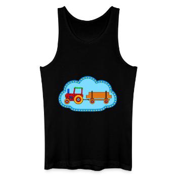 Roter Traktor / Traktor mit Hänger - Männer Bio Tank Top - Schwarz - Vorne