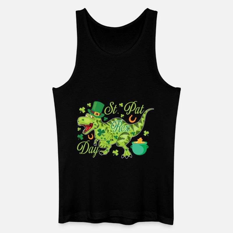St. Patrick's Day T-Rex - Männer Bio Tank Top - Schwarz