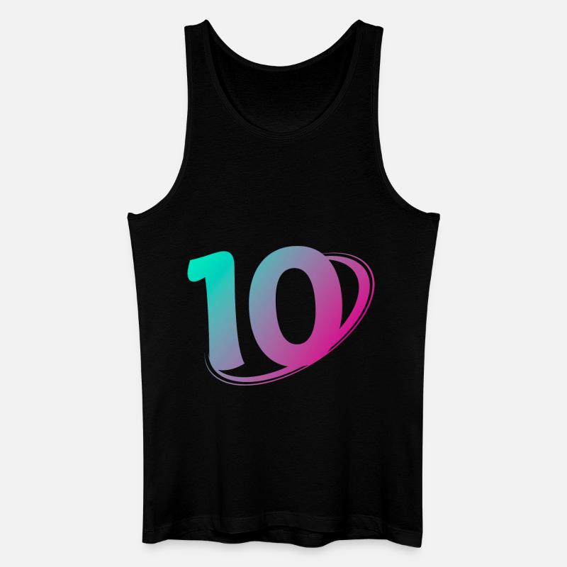 Nummer 10 mehrfarbig - Männer Bio Tank Top - Schwarz